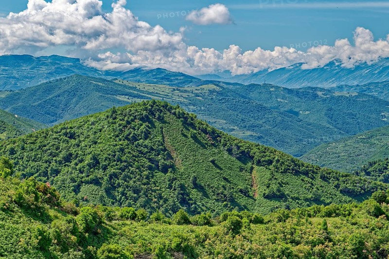 The southern Albanian mountain landscape on the western slope of the Tomorr massif m Tomorr National Park, also Tomorri National Park.Berat, Albania, Southeast Europe, Europe
