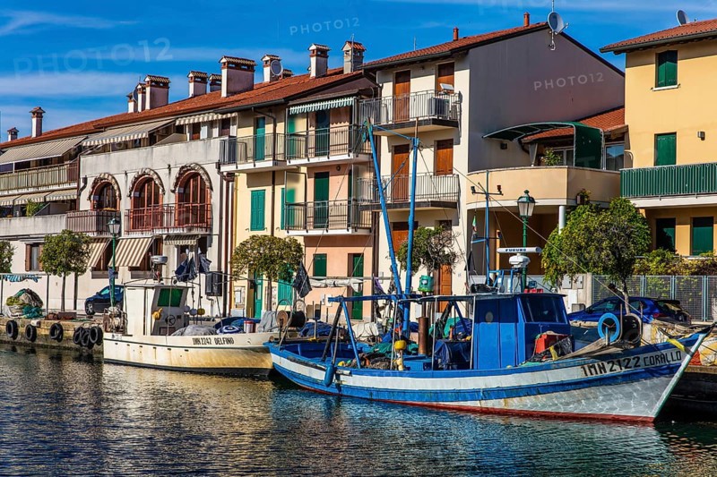 Fishing boats in the harbour, island of the lagoon town of Grado, north coast of the Adriatic Sea, Friuli, Italy, Grado, Friuli, Italy, Europe