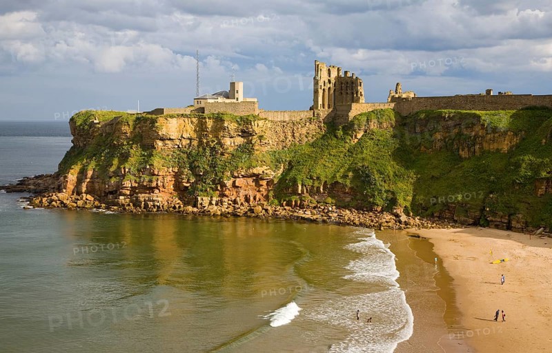 Priory and castle, King Edward's Bay, Tynemouth, Northumberland, England, United Kingdom, Europe