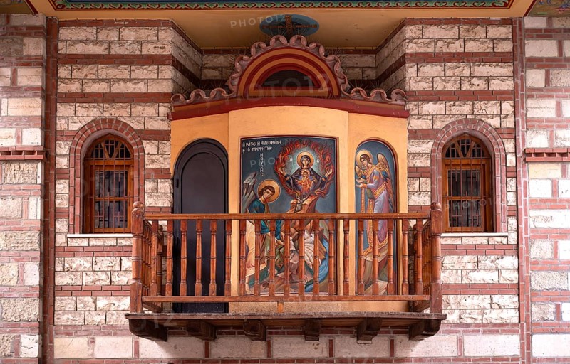 Wall painting, balcony, Katholikon, Monastery of St Theodora, Thessaloniki, Macedonia, Greece, Europe