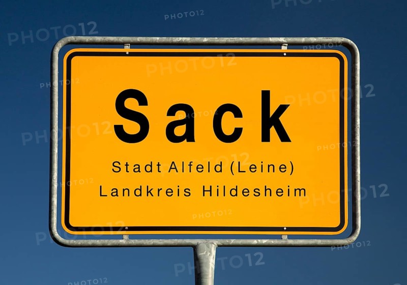 Place name sign Sack, district of the town of Alfeld an der Leine, district of Hildesheim, Lower Saxony, Germany, Europe