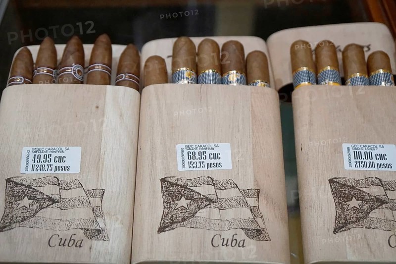 Selection of original Cuban cigars, tourist shop, Santa Clara, Cuba, Central America, America, Central America