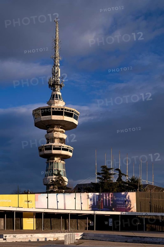 OTE Tower, TV tower with Skyline Cafe, viewing platform, evening light, Thessaloniki, Macedonia, Greece, Europe