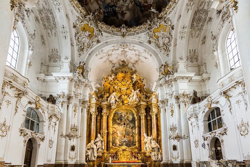 Baroque church, interior view, Marienmuenster, Diessen, Ammersee, Fuenfseenland, Pfaffenwinkel, Upper Bavaria, Bavaria, Germany, Europe