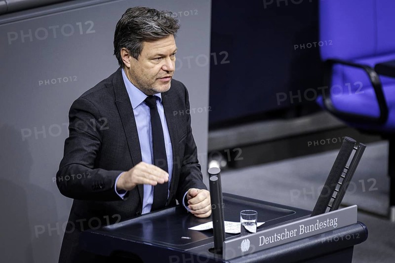 Robert Habeck, Federal Minister for Economic Affairs and Climate Protection and Vice-Chancellor, (Alliance 90/The Greens) recorded during his government statement on the annual economic report in the German Bundestag in Berlin, 22/02/2024