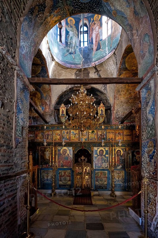 Interior view, altar, church Vlatades Monastery, also Holy Monastery Vlatodon, Thessaloniki, Macedonia, Greece, Europe