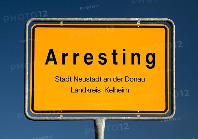 Town sign Arresting, part of the town of Neustadt an der Donau, Kelheim district, Bavaria, Germany, Europe