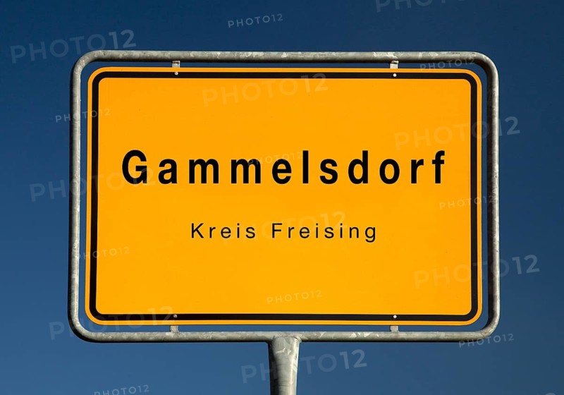 Gammelsdorf town sign, municipality in the district of Freising, Bavaria, Germany, Europe