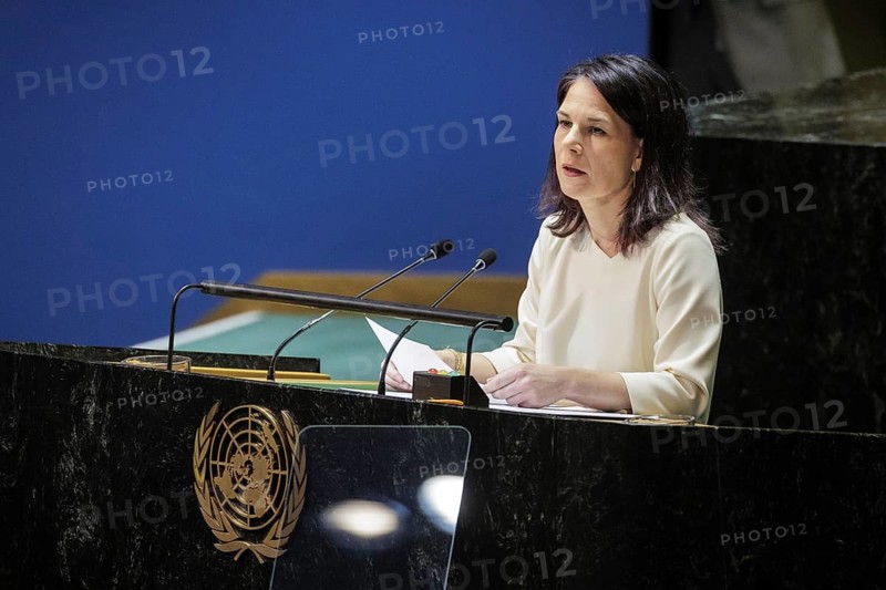 Plenary session of the United Nations General Assembly on 'AeRThe situation in the temporarily 'AeRoccupied territories of Ukraine in New York, 24 February 2024. Annalena Baerbock (Alliance 90/The Greens), Federal Foreign Minister, travels to New York to mark the anniversary of the attack on Ukraine. Photographed on behalf of the Federal Foreign Office
