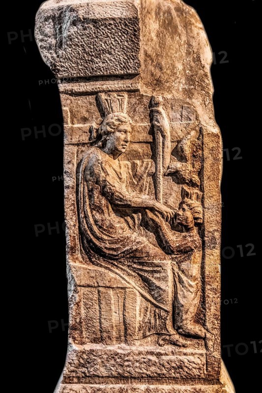 Votive altar with Aquileia and Roma, 238 AD, National Archaeological Museum, Villa Cassis Faraone, UNESCO World Heritage Site, important city in the Roman Empire, Friuli, Italy, Aquileia, Friuli, Italy, Europe