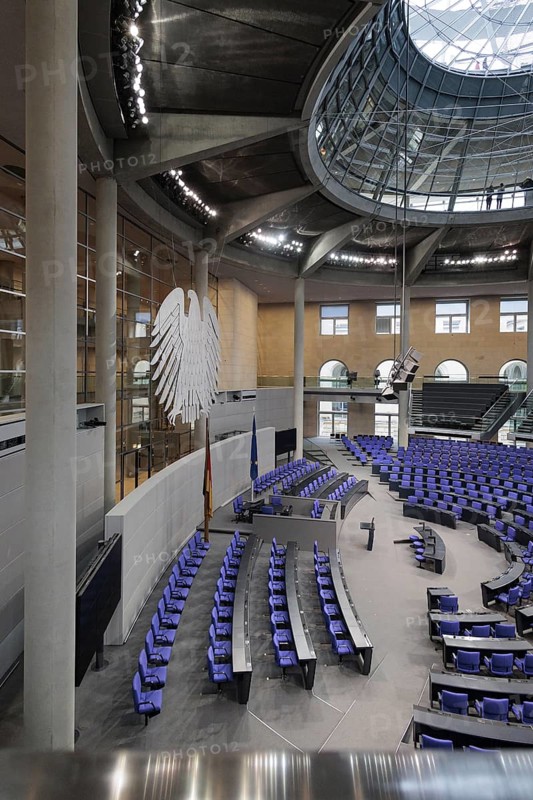 Empty plenary chamber in the German Bundestag, Berlin, 19/02/2024