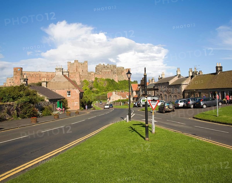 Bamburgh Castle and village, Nortumberland, England, United Kingdom, Europe