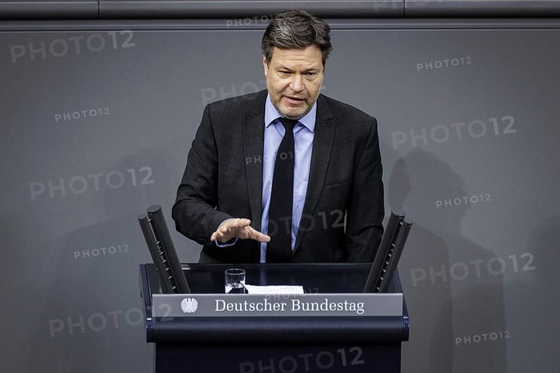 Robert Habeck, Federal Minister for Economic Affairs and Climate Protection and Vice-Chancellor, (Alliance 90/The Greens) recorded during his government statement on the annual economic report in the German Bundestag in Berlin, 22/02/2024