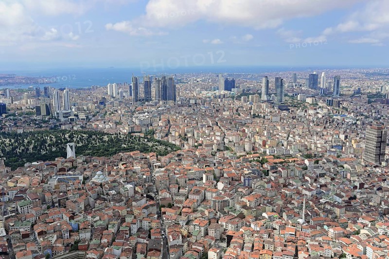 View from Istanbul Sapphire, to the south with Bosphorus and Marmara Sea, Levent, Besiktas, Istanbul, European part, Istanbul province, Turkey, Asia