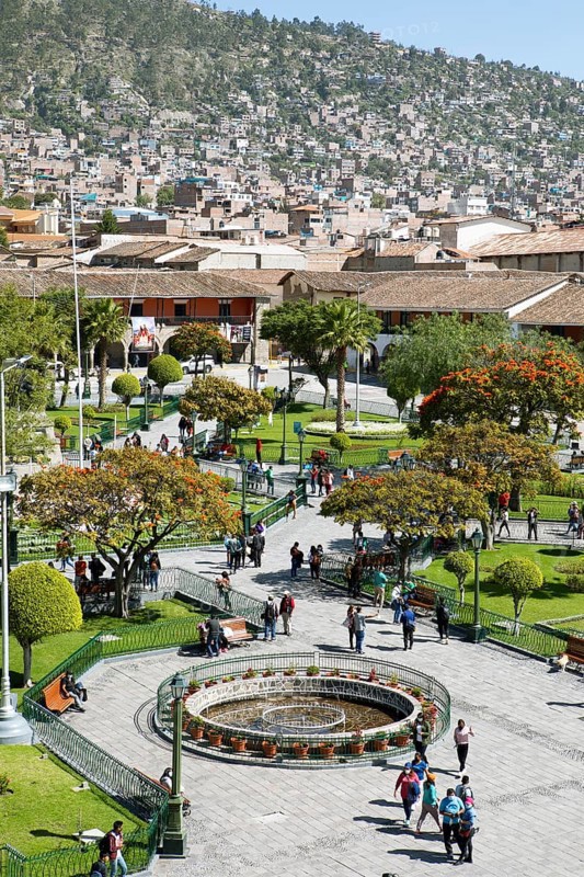View of the Plaza de Armas, Ayacucho, Huamanga Province, Peru, South America