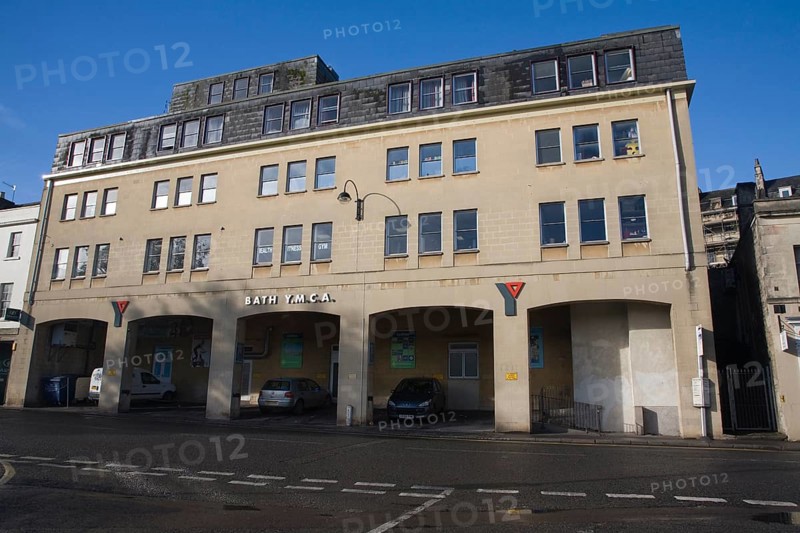Frontage of YMCA hostel building, Walcot Street, Bath, England, United Kingdom, Europe
