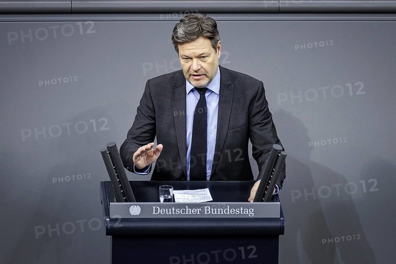 Robert Habeck, Federal Minister for Economic Affairs and Climate Protection and Vice-Chancellor, (Alliance 90/The Greens) recorded during his government statement on the annual economic report in the German Bundestag in Berlin, 22/02/2024