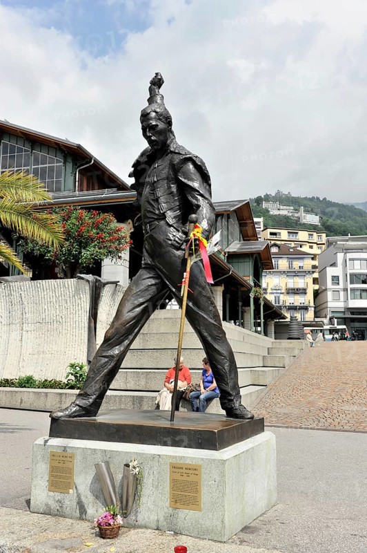 Memorial to Freddie Mercury, 1946, 1991, on the Quai de la Rouvenaz, Montreux, Canton of Vaud, Switzerland, Europe