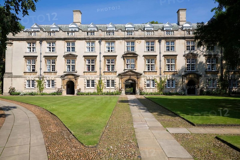 Historic Second Court building and lawn, Christ's College, University of Cambridge, England, United Kingdom, Europe