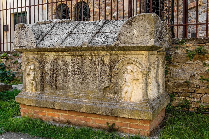 Lapidarim, Basilica di Santa Eufemia, Citta vecchia, island of Grado, north coast of the Adriatic Sea, Friuli, Italy, Grado, Friuli, Italy, Europe