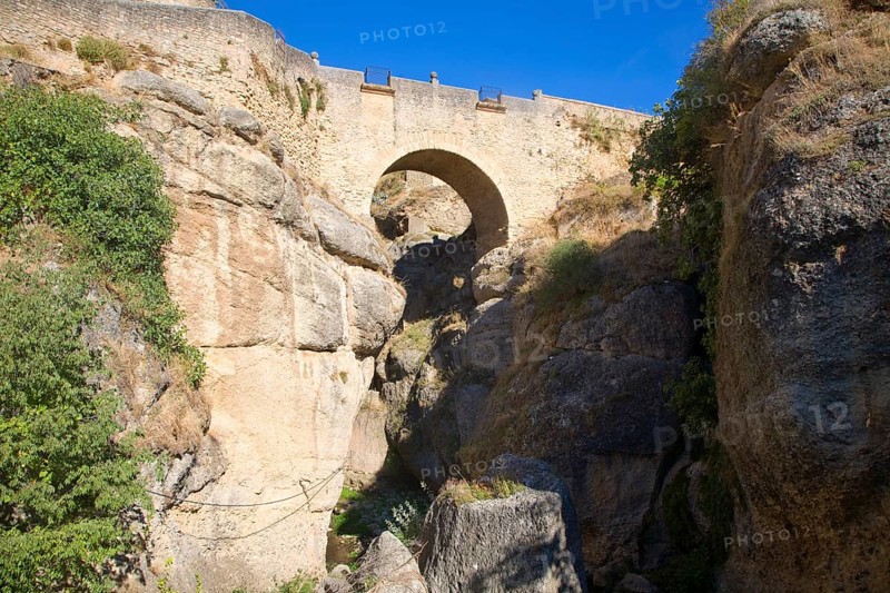 Puente Viejo pedestrian bridge built 1616, Ronda, Spain, Europe
