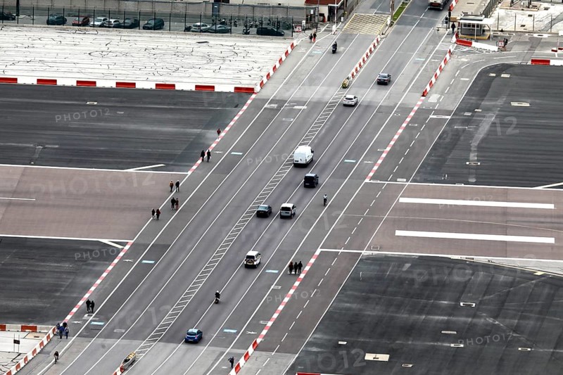 View of Gibraltar airport and the border crossing to Spain, 14/02/2019