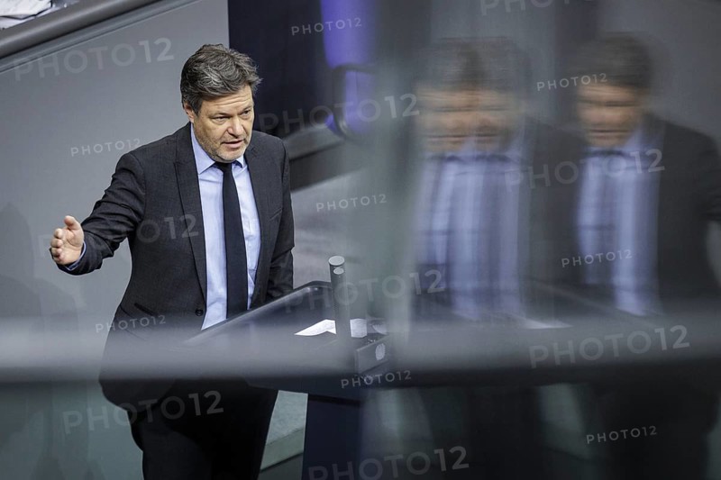 Robert Habeck, Federal Minister for Economic Affairs and Climate Protection and Vice-Chancellor, (Alliance 90/The Greens) recorded during his government statement on the annual economic report in the German Bundestag in Berlin, 22/02/2024