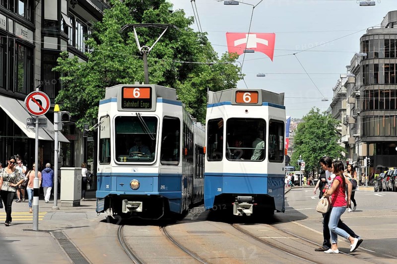 Trams, Bahnhofsstrasse, City of Zurich, Switzerland, Europe