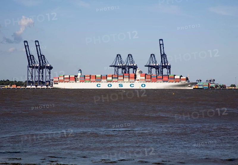 Cosco container ship Port of Felixstowe, Suffolk, England, United Kingdom, Europe