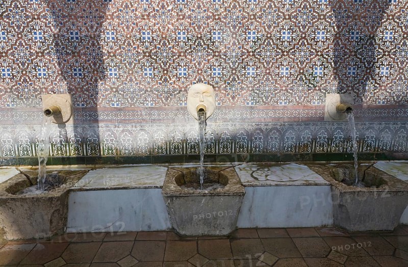 Moorish water fountain in the Andalucian village of Alcaucin, Malaga province, Spain, Europe