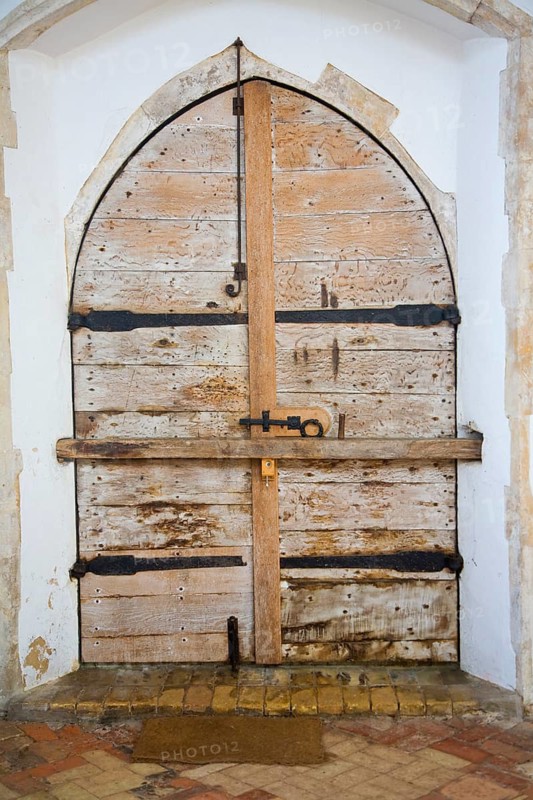 Claw marks of the legendary Black dog of Bungay on doors of Holy Trinity church, Blythburgh, Suffolk, England, United Kingdom, Europe