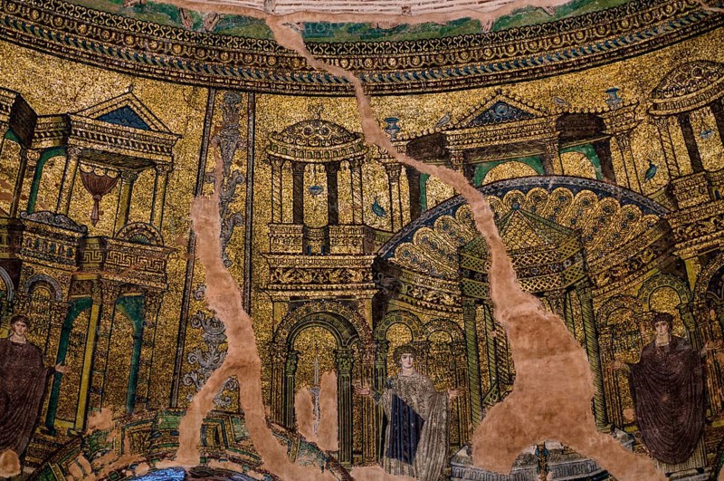 Interior view of Rotonda, rotunda of Galerius, Roman round temple, dome with wall mosaic, Thessaloniki, Macedonia, Greece, Europe