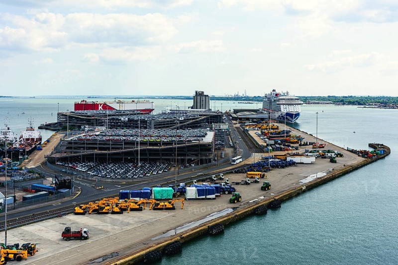 Queen Elizabeth II cruise terminal and Southampton Docks, Southampton, Hampshire, England, United Kingdom, Europe