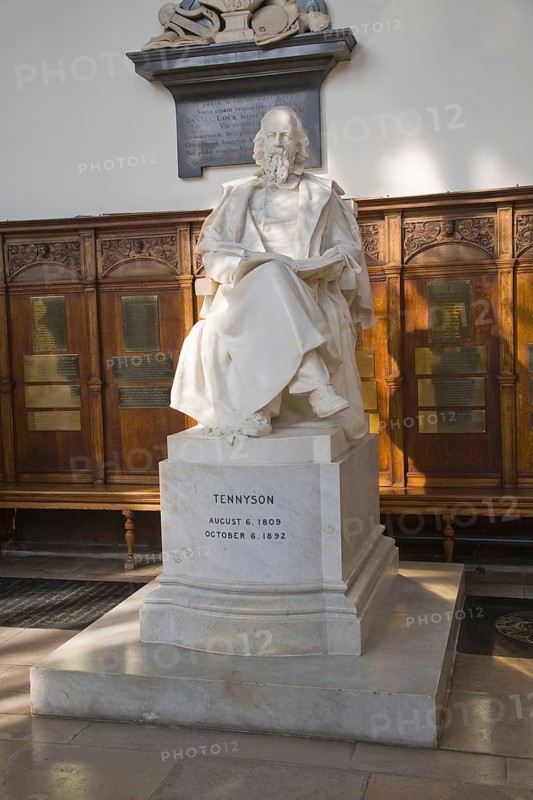 Statue of Tennyson, Trinity College chapel, University of Cambridge, England, United Kingdom, Europe
