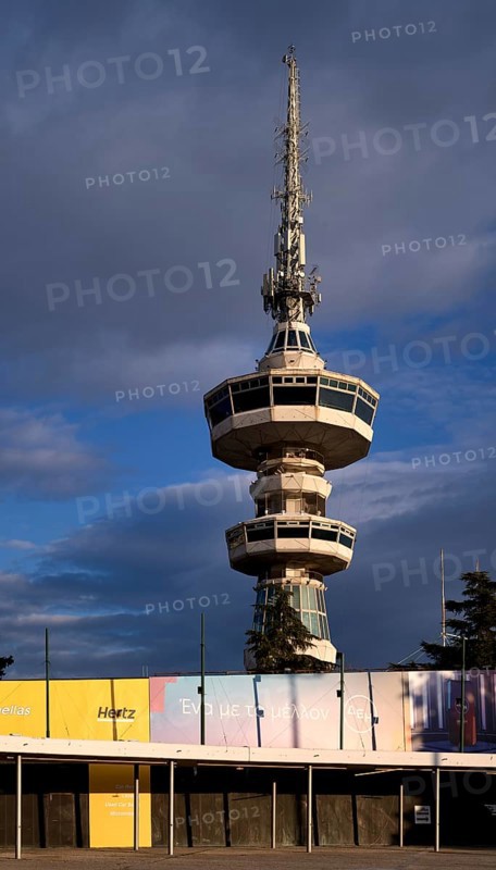 OTE Tower, TV tower with Skyline Cafe, viewing platform, evening light, Thessaloniki, Macedonia, Greece, Europe