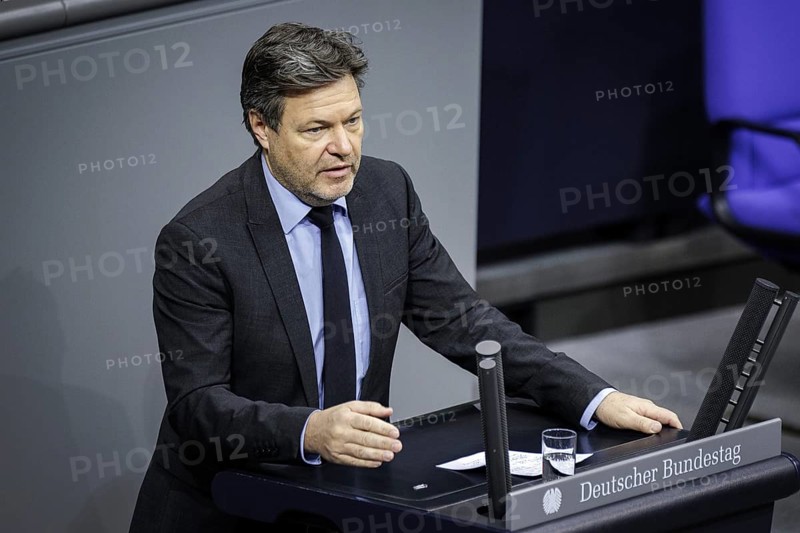 Robert Habeck, Federal Minister for Economic Affairs and Climate Protection and Vice-Chancellor, (Alliance 90/The Greens) recorded during his government statement on the annual economic report in the German Bundestag in Berlin, 22/02/2024