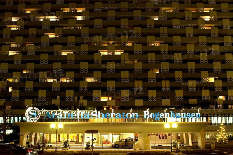 Hotel Arabella Sheraton at night, 2008, Munich, Bavaria, Germany, Europe