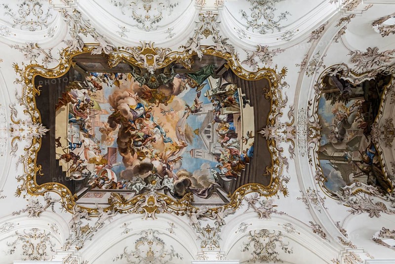 Baroque church, interior view, Marienmuenster, Diessen, Ammersee, Fuenfseenland, Pfaffenwinkel, Upper Bavaria, Bavaria, Germany, Europe