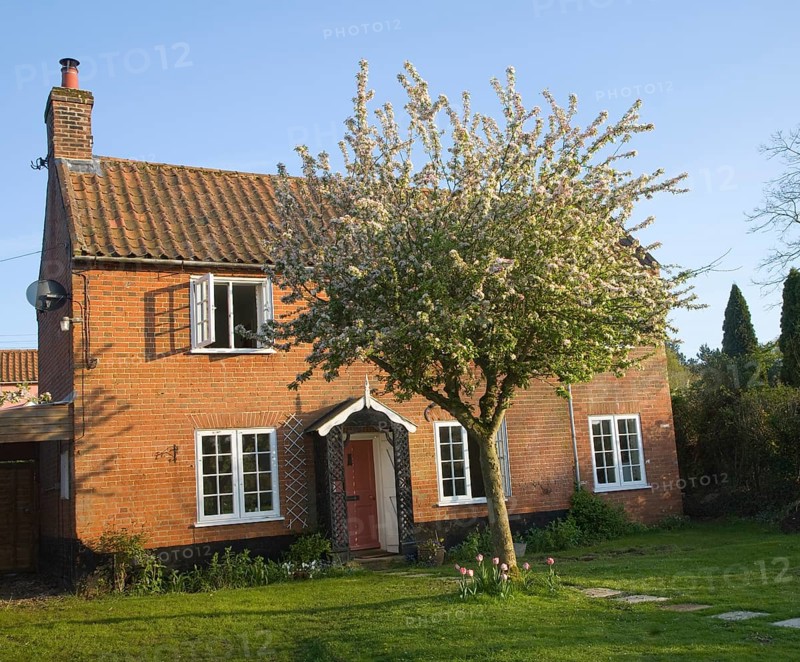 Property released red brick detached village house and garden, Suffolk, England, United Kingdom, Europe