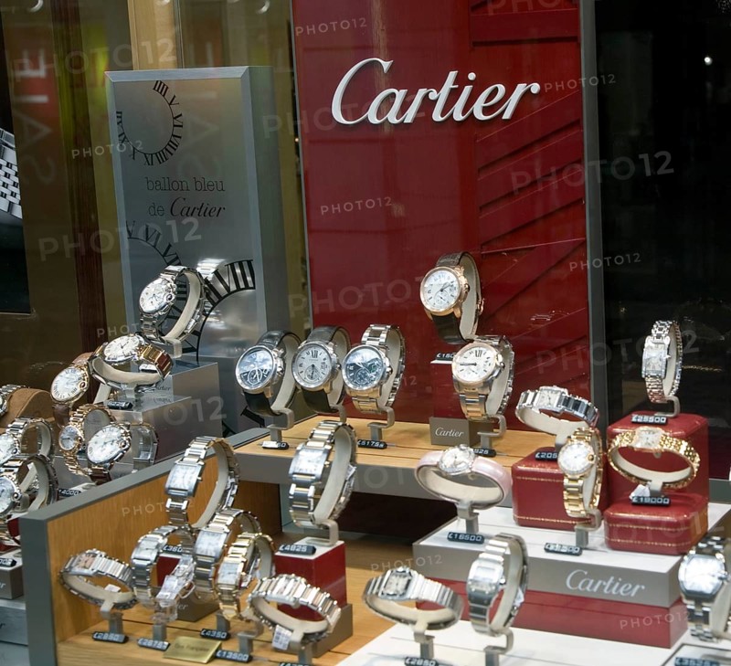 Cartier watches shop window display