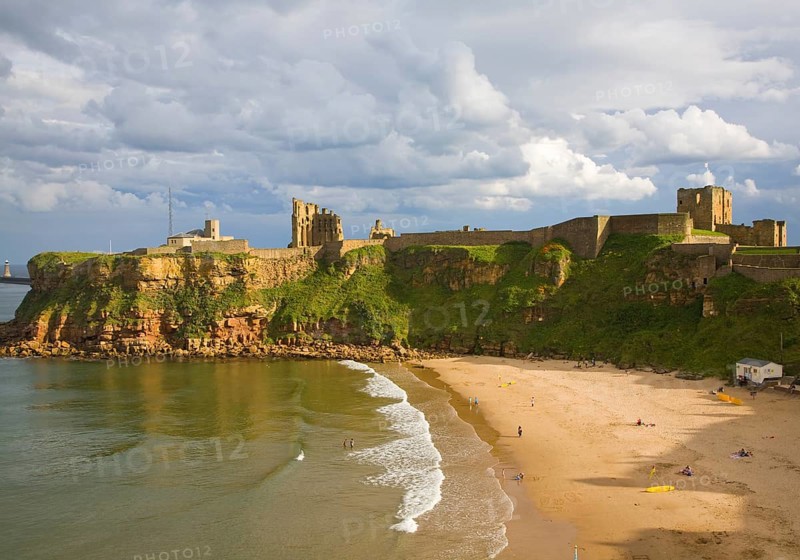 Priory and castle, King Edward's Bay, Tynemouth, Northumberland, England, United Kingdom, Europe