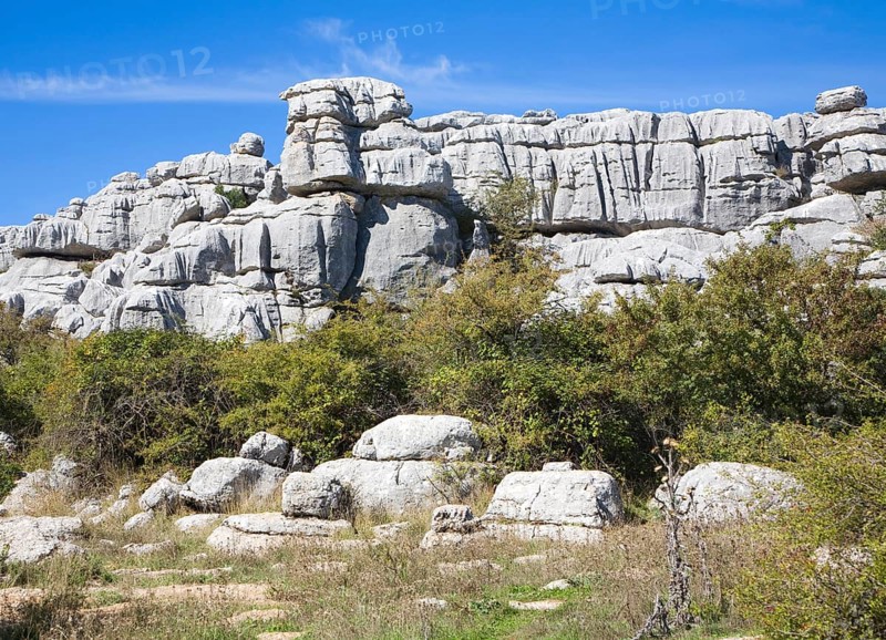 Dramatic limestone scenery of rocks shaped by erosion and weathering at El Torcal de Antequera national park, Andalusia, Spain, Europe