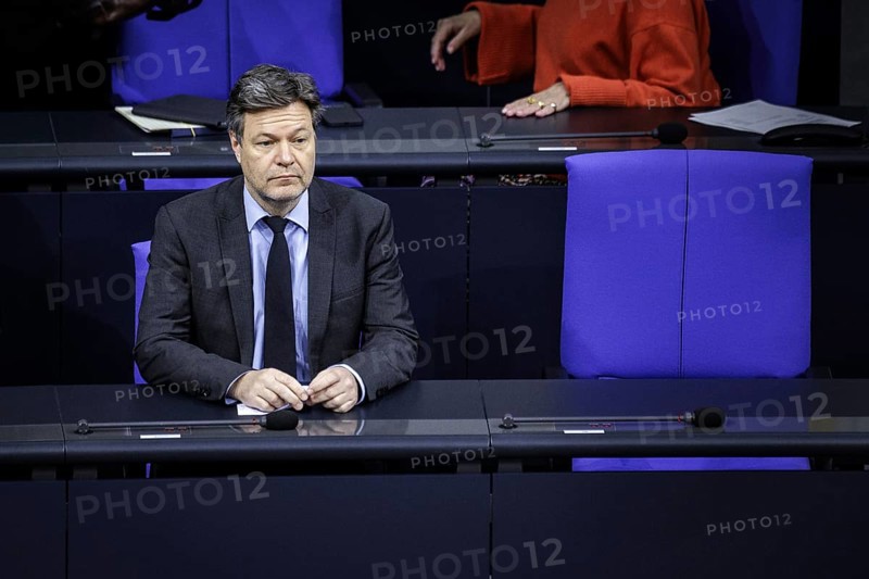 Robert Habeck, Federal Minister for Economic Affairs and Climate Protection and Vice-Chancellor, (Alliance 90/The Greens) recorded during his government statement on the annual economic report in the German Bundestag in Berlin, 22/02/2024