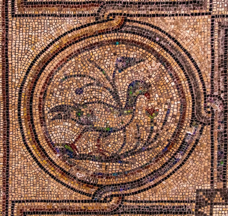 Floor mosaic of the Basilica di Santa Eufemia, Citta vecchia, island of Grado, north coast of the Adriatic, Friuli, Italy, Grado, Friuli, Italy, Europe