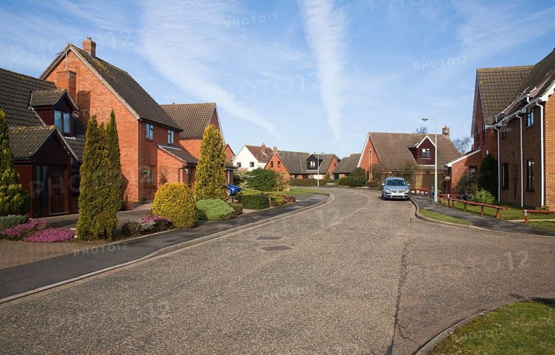 Detached houses in modern suburban housing estate, Martlesham, Suffolk, England, United Kingdom, Europe