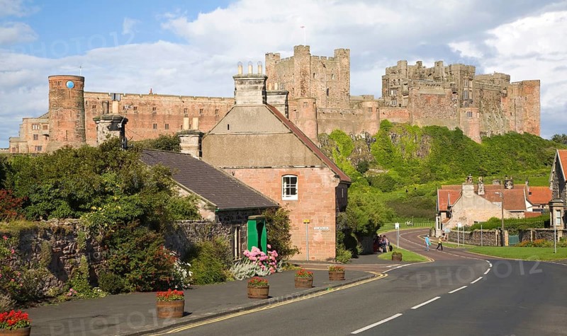 Bamburgh Castle and village, Nortumberland, England, United Kingdom, Europe
