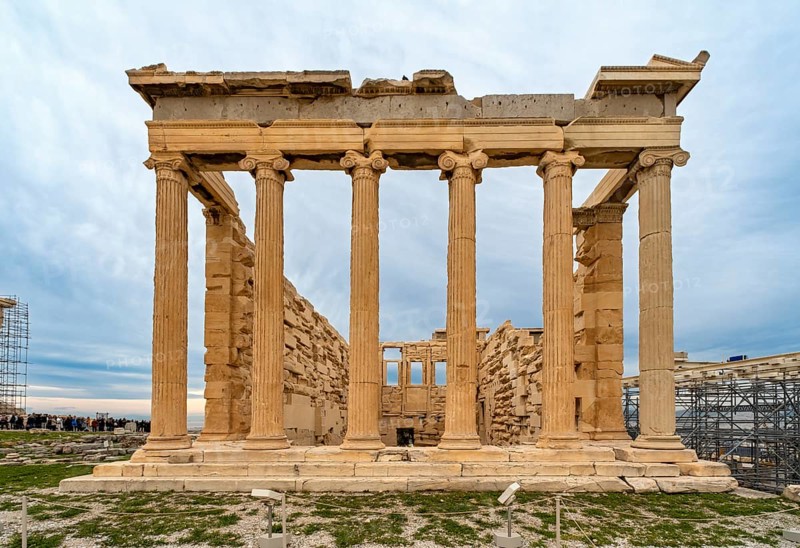 East facade of Erechtheion or Erechtheum, Temple of Athena Polias, Acropolis of Athens, Greece, Europe