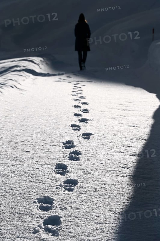 Hiking in a winter landscape in the Beverin nature park Park, Graubuenden, Switzerland, Europe