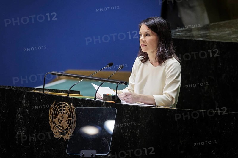 Plenary session of the United Nations General Assembly on 'AeRThe situation in the temporarily 'AeRoccupied territories of Ukraine in New York, 24 February 2024. Annalena Baerbock (Alliance 90/The Greens), Federal Foreign Minister, travels to New York to mark the anniversary of the attack on Ukraine. Photographed on behalf of the Federal Foreign Office