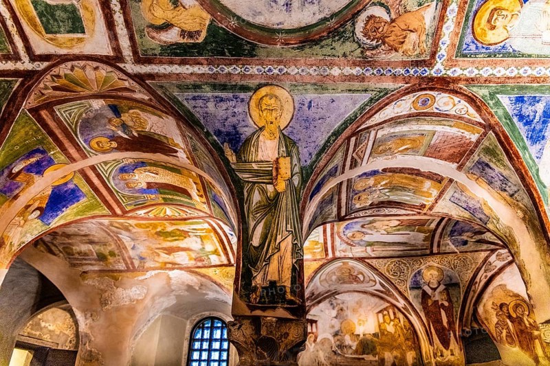 Crypt of frescoes from the 9th century under the main altar, Cripta degli Affreschi, Basilica of Aquileia from the 11th century, largest floor mosaic of the Western Roman Empire, UNESCO World Heritage Site, important city in the Roman Empire, Friuli, Italy, Aquileia, Friuli, Italy, Europe